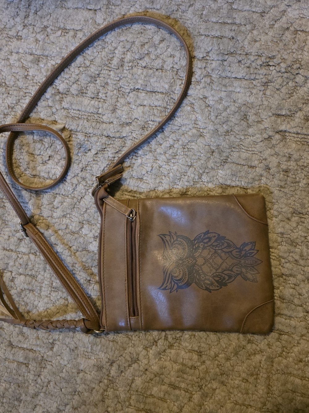Brown Crossbody Bag with Owl Print
